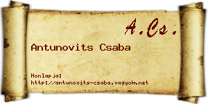 Antunovits Csaba névjegykártya